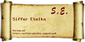Siffer Etelka névjegykártya